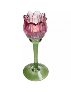 Candelabro Flower Glass - Rosa