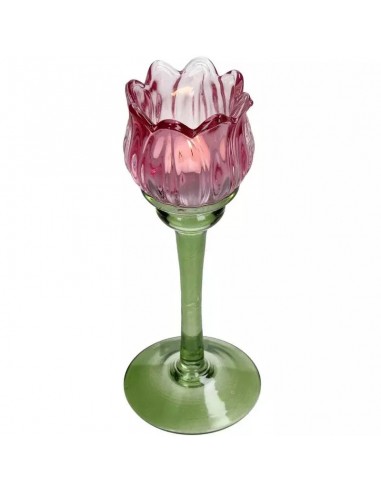 Candelabro Flower Glass - Rosa