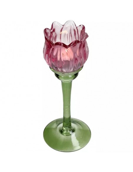 Candelabro Flower Glass - Rosa