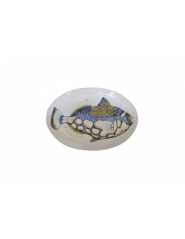 Centrotavola Ovale Basso - Pesce Balestra Blu Tropicale