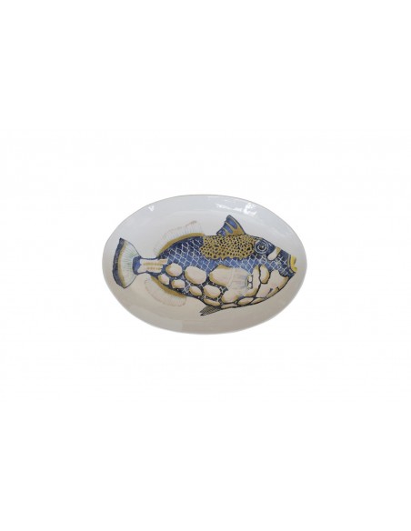 Centrotavola Ovale Basso - Pesce Balestra Blu Tropicale