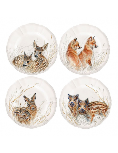 Set de 4 Platos de Postre Animalitos Sologne
