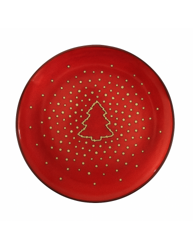 Plato de Postre Christmas Tree Rojo