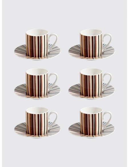 Set de 6 Tazas de Café Multicolor stripes
