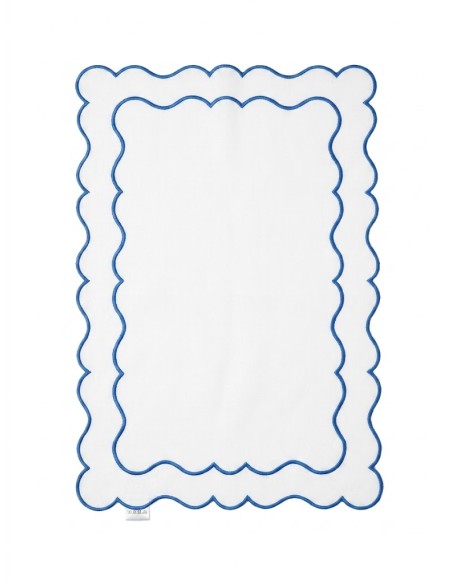 Set de 4 Individual y Servilleta Ondulado Yvory/Blue