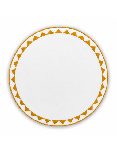 Set de 6 Individual y Servilleta Blanco con Mostaz
