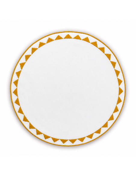 Set de 6 Individual y Servilleta Blanco con Mostaz