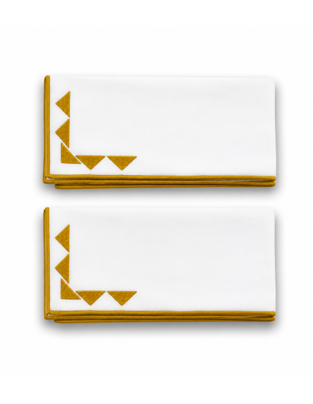 Set de 6 Individual y Servilleta Blanco con Mostaz