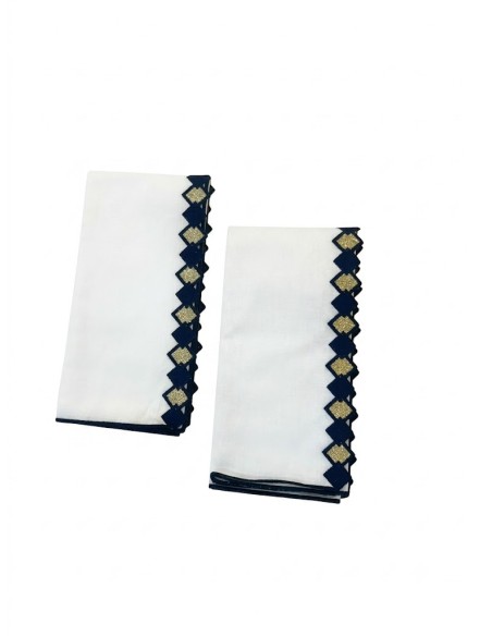 Set de 6 Individual y Servilleta Fado Bco/Blue/Gold