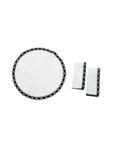 Set de 6 Individual y Servilleta Fado Bco/Blue/Gold