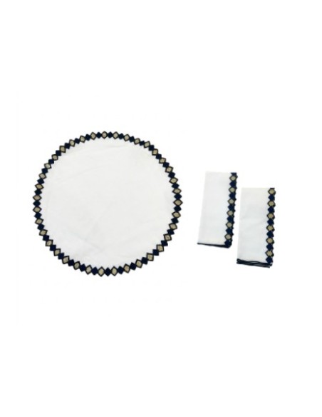 Set de 6 Individual y Servilleta Fado Bco/Blue/Gold