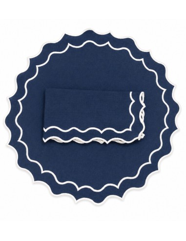 Set de 6 Individual y Servilleta Azul/blanco