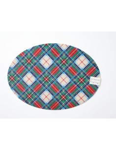 Individuales Tartan Ovalado Multicolor