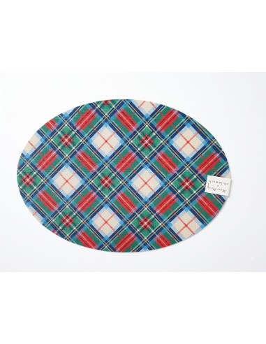 Individuales Tartan Ovalado Multicolor