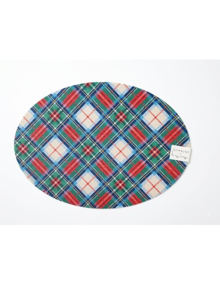 Individuales Tartan Ovalado Multicolor