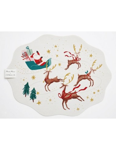 Individuales Santa Sleigh Oval Multic