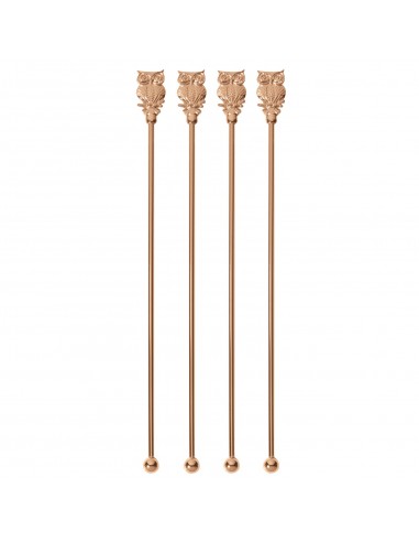 Set de 4 Mezcladores de Bebidas Búho - Bronce