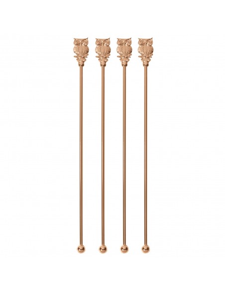 Set de 4 Mezcladores de Bebidas Búho - Bronce