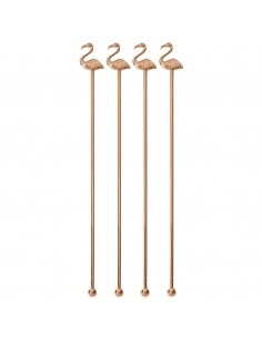 Set de 4 Mezcladores de Bebidas Flamingo - Bronce