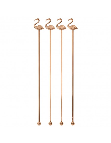 Set de 4 Mezcladores de Bebidas Flamingo - Bronce