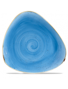 Plato Llano Triangular Stonecast - Azul