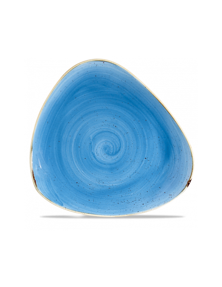 Plato Llano Triangular Stonecast - Azul