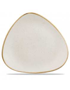 Plato Llano Triangular Stonecast - Blanco