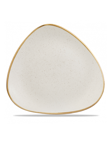 Plato Llano Triangular Stonecast - Blanco