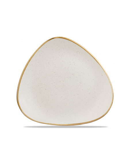Plato Llano Triangular Stonecast - Blanco