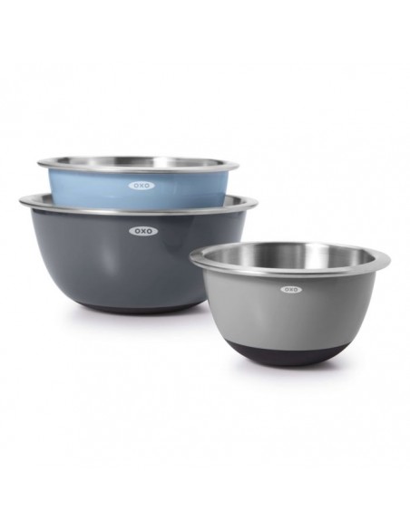 Set de 3 Bowls para Mezclar de Acero Inoxidable