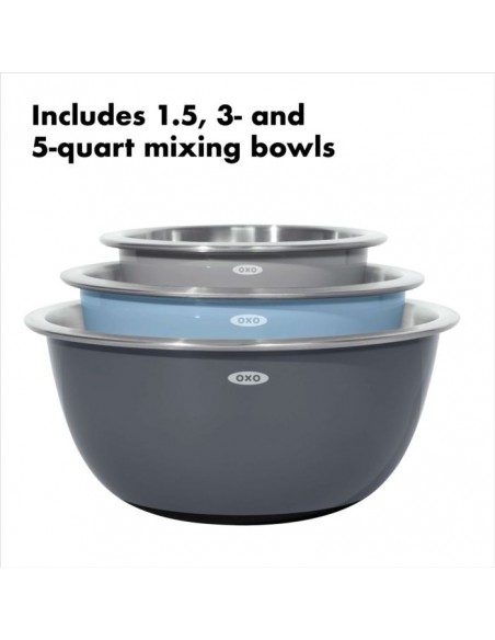 Set de 3 Bowls para Mezclar de Acero Inoxidable