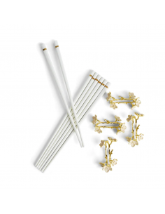 Set de 4 Pares de Palillos y Soportes Cherry Blossom