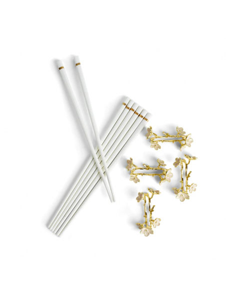 Set de 4 Pares de Palillos y Soportes Cherry Blossom