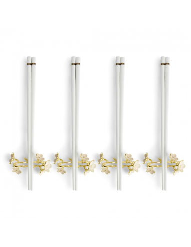 Set de 4 Pares de Palillos y Soportes Cherry Blossom
