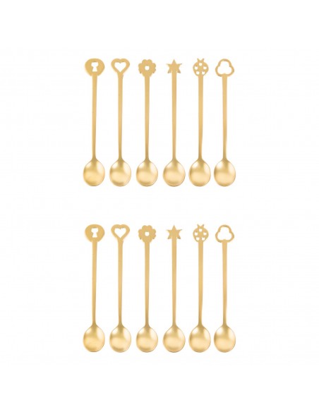 Set de 12 Cucharitas Portafortuna Living - Dorado