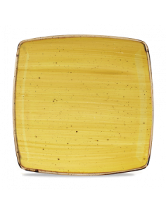 Plato Cuadrado Stonecast - Mostaza