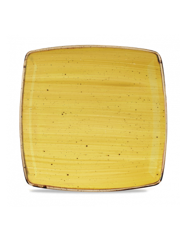 Plato Cuadrado Stonecast - Mostaza