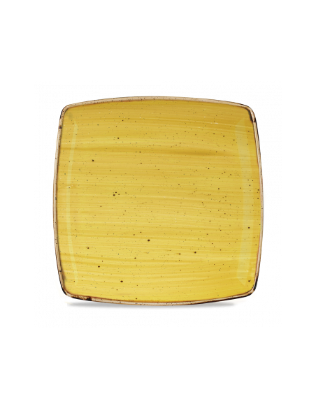 Plato Cuadrado Stonecast - Mostaza