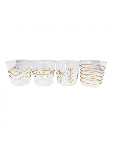 Set de 4 Vasos Old Fashioned Applique - Dorado