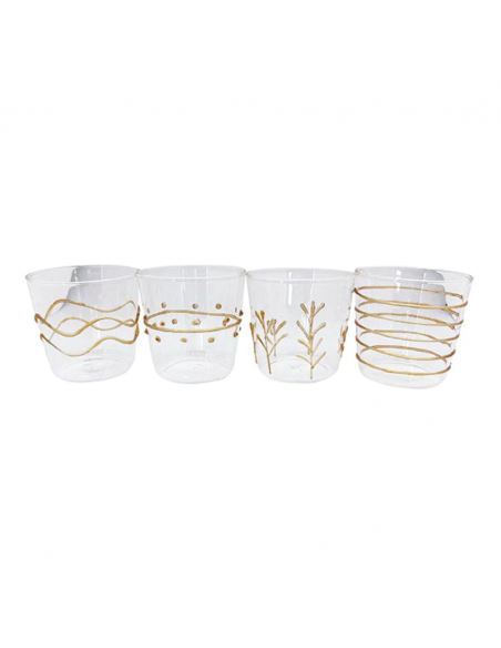 Set de 4 Vasos Old Fashioned Applique - Dorado