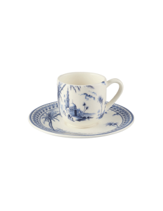 Set de 2 Tazas/Platos de Café Dépareillées Bleu