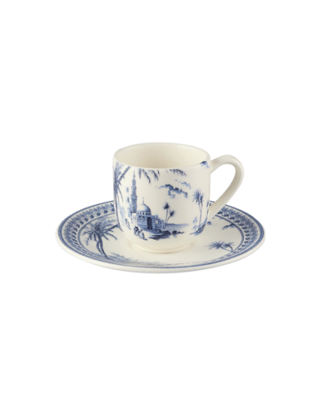 Set de 2 Tazas/Platos de Café Dépareillées Bleu