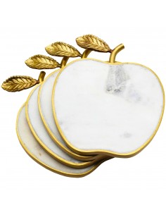 Set de 4 Portavasos de Manzana Mármol Blanco