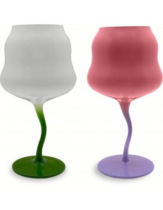 Set de 2 Copas de Cocktail Blanco/Verde & Rosa/Púrpura
