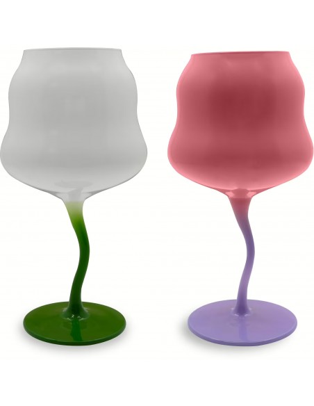 Set de 2 Copas de Cocktail Blanco/Verde & Rosa/Púrpura