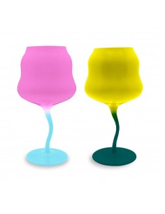 Set de 2 Copas de Cocktail Amarillo/Petrol & Rosa/Cielo