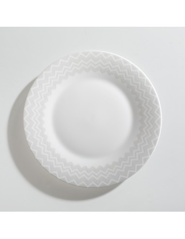 Set de 6 Platos Llanos Zig Zag - Blanco