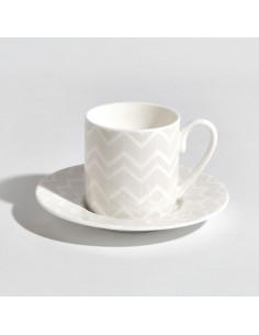 Set de 6 Tazas y Platillos para Café Zig Zag